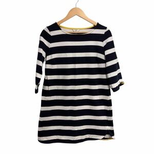 Crown and Ivy Petite Navy and White Striped Dress Scoop Neck Nautical Cotton